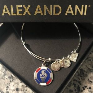 NWT Alex and Ani Shiny Silver USA  Bangle